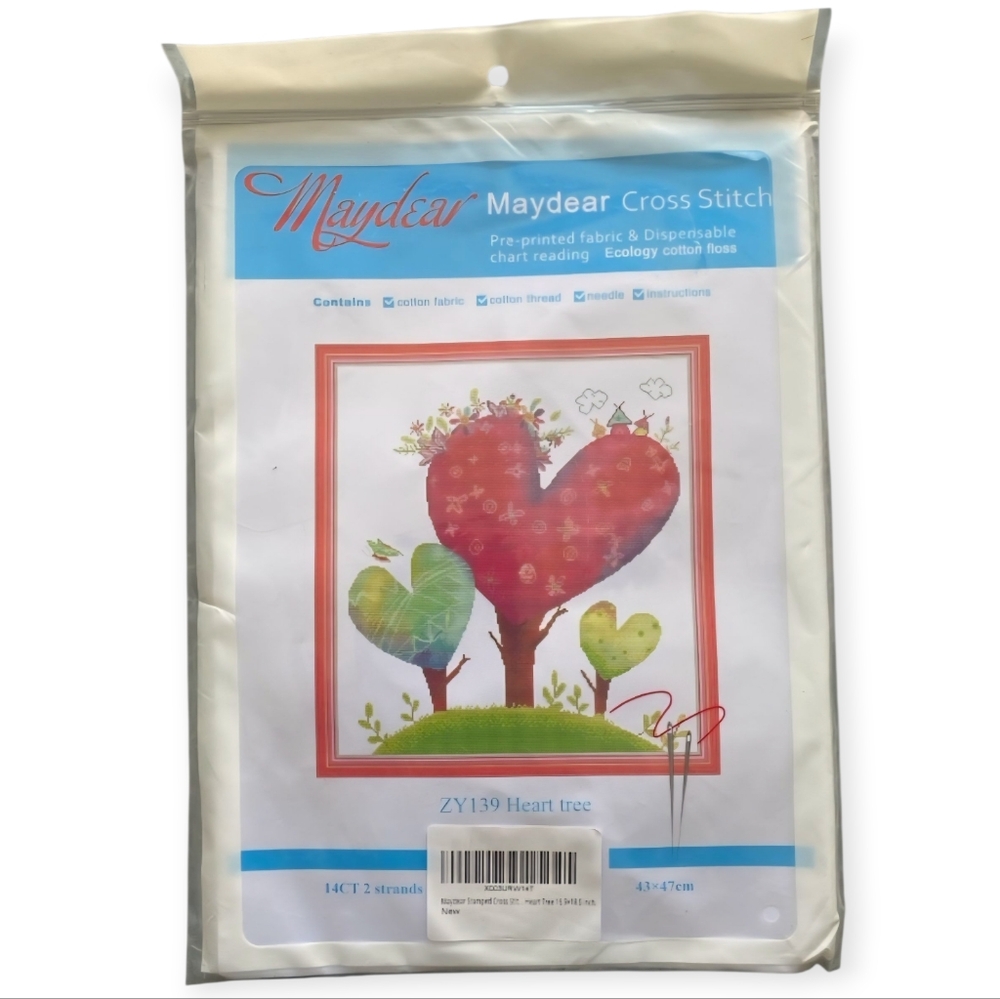 Maydear Stamped Cross Stitch Kits 14CT Pre-Printed Fabric & Dispensable Chart